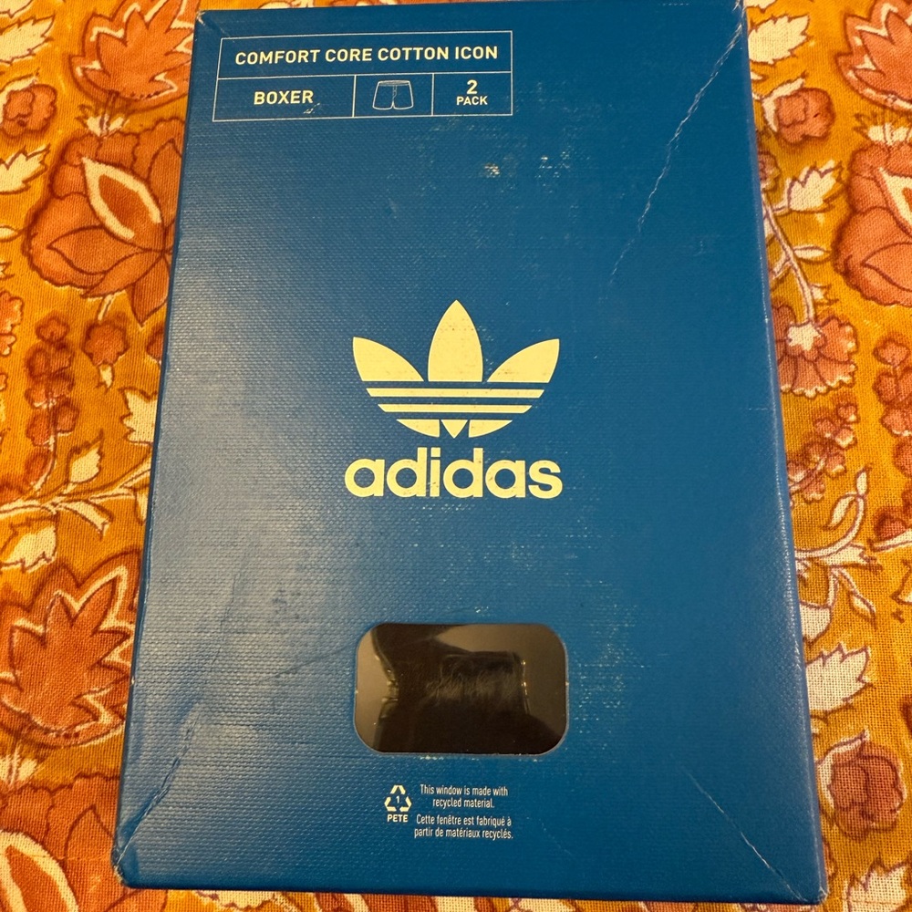 ADIDAS men’s Adidas 2-Pack Comfort Core Cotton Icon Boxers Size Large 36-38